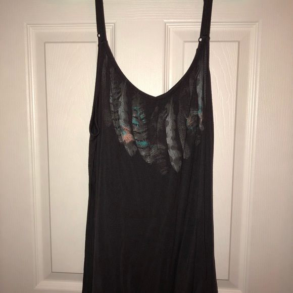 torrid Tops - Gray with feathers flowy tank